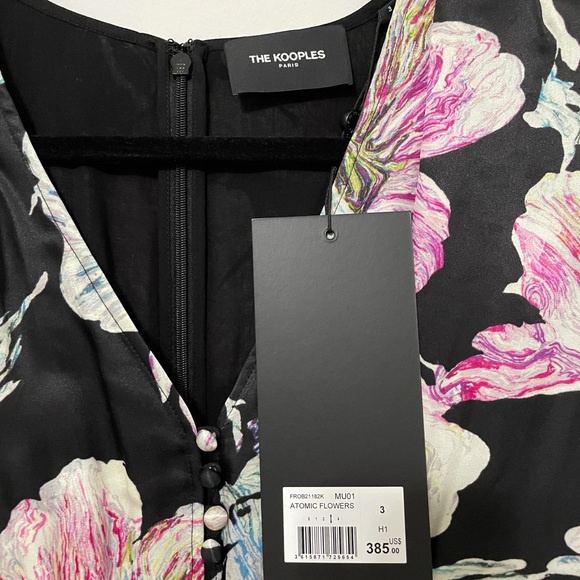 The Kooples Black and Pink Floral Mini Dress - Picture 5 of 7